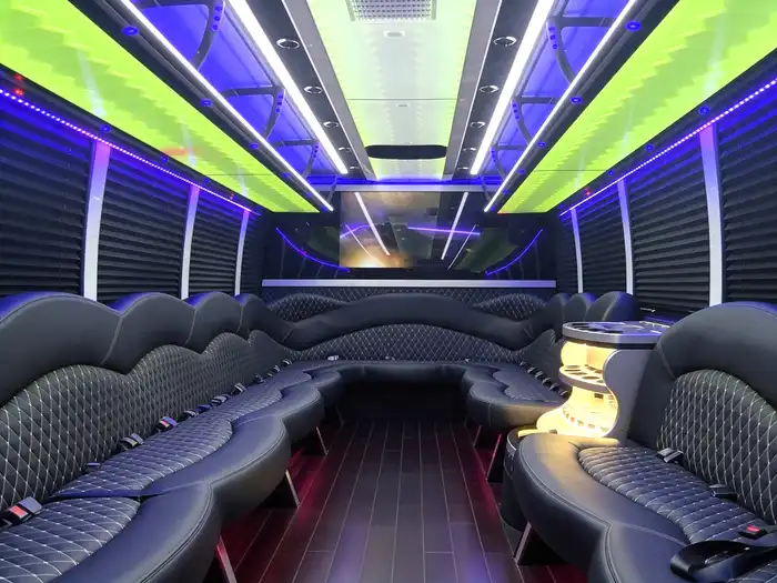 30 passenger party bus inside