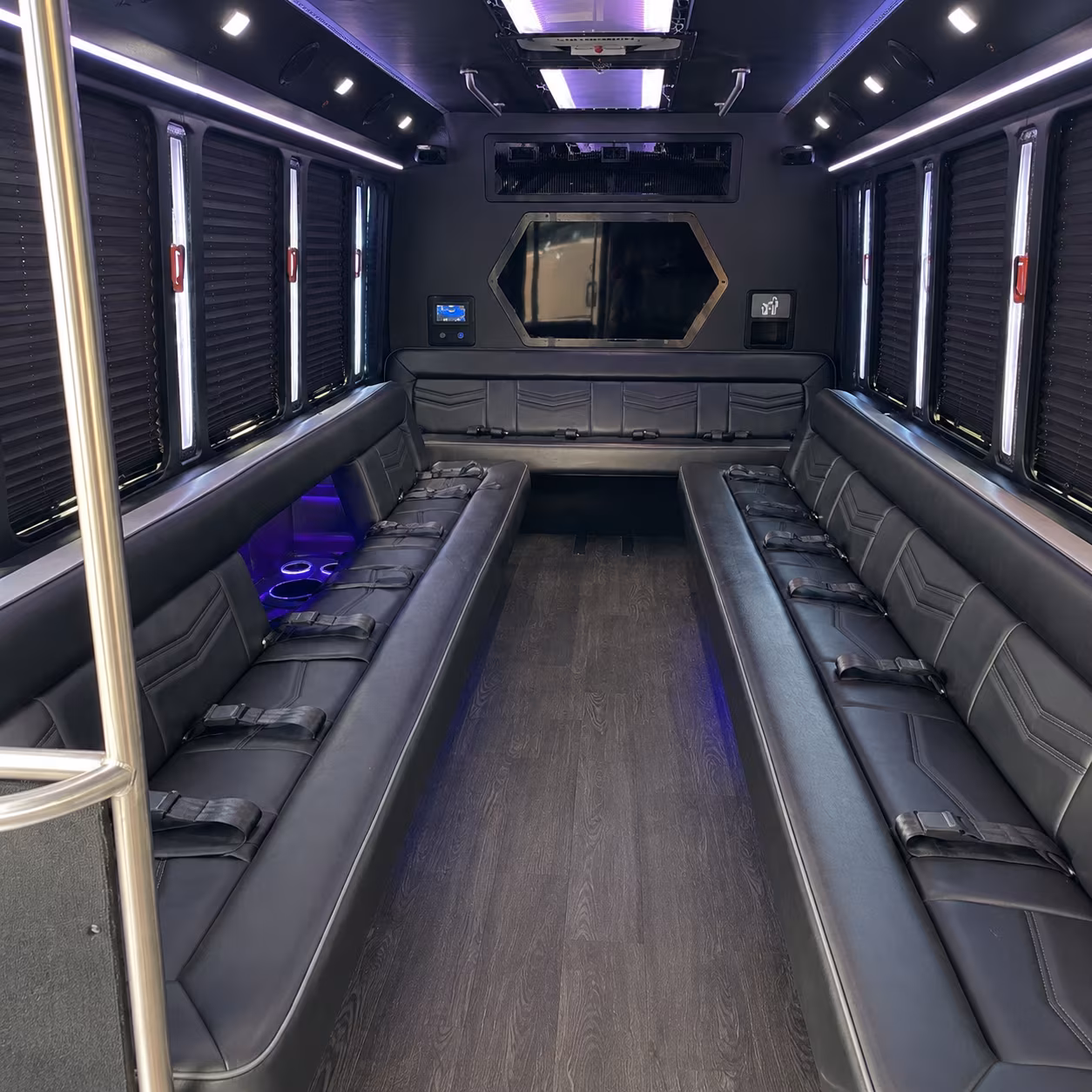 compton 18 passenger party bus interior