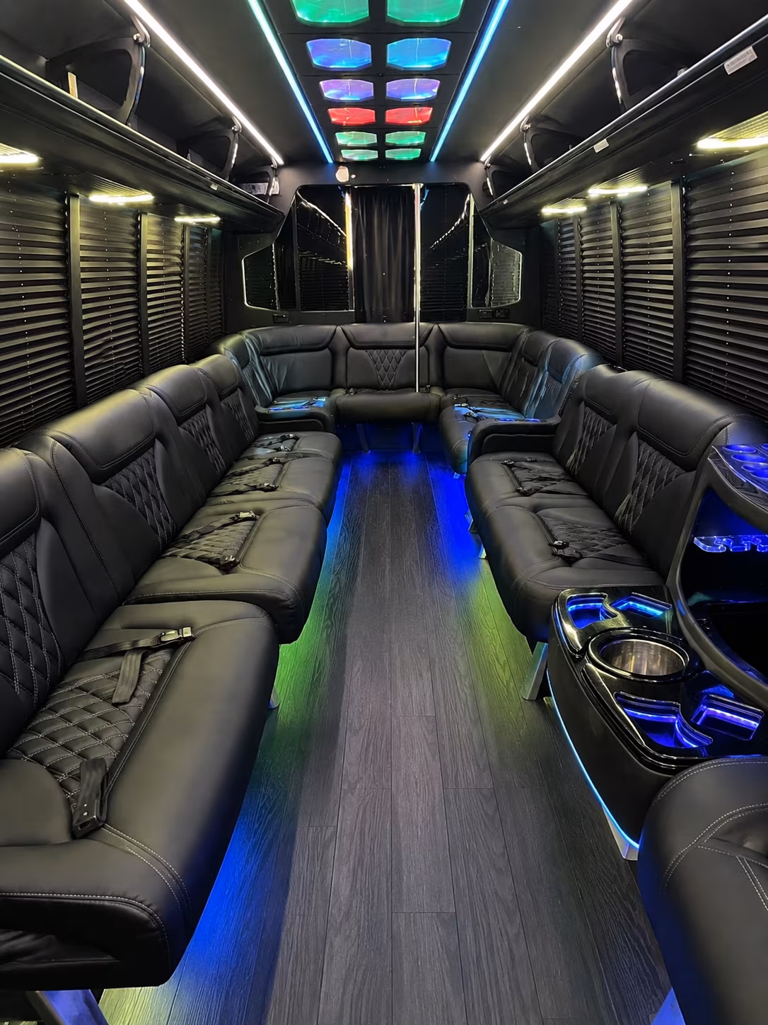 compton 20 passenger party bus interior