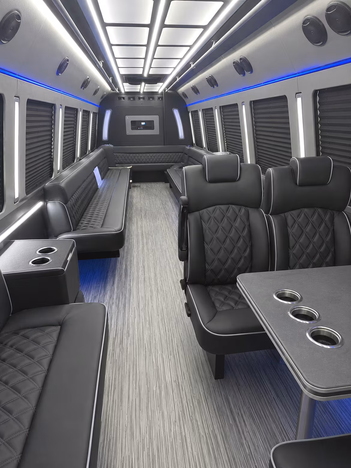 compton 25 passenger party bus inside