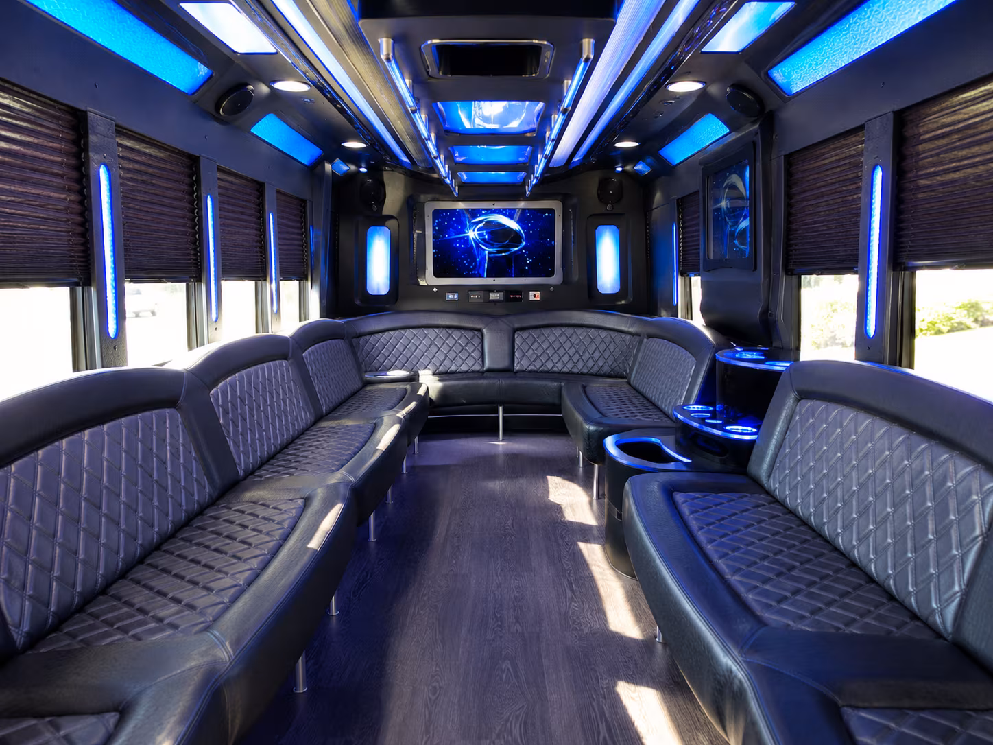compton 28 passenger party bus inside