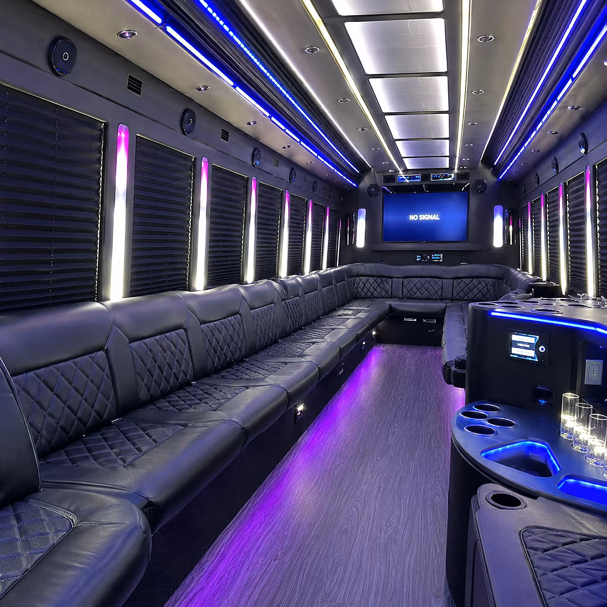 compton 30 passenger party bus inside