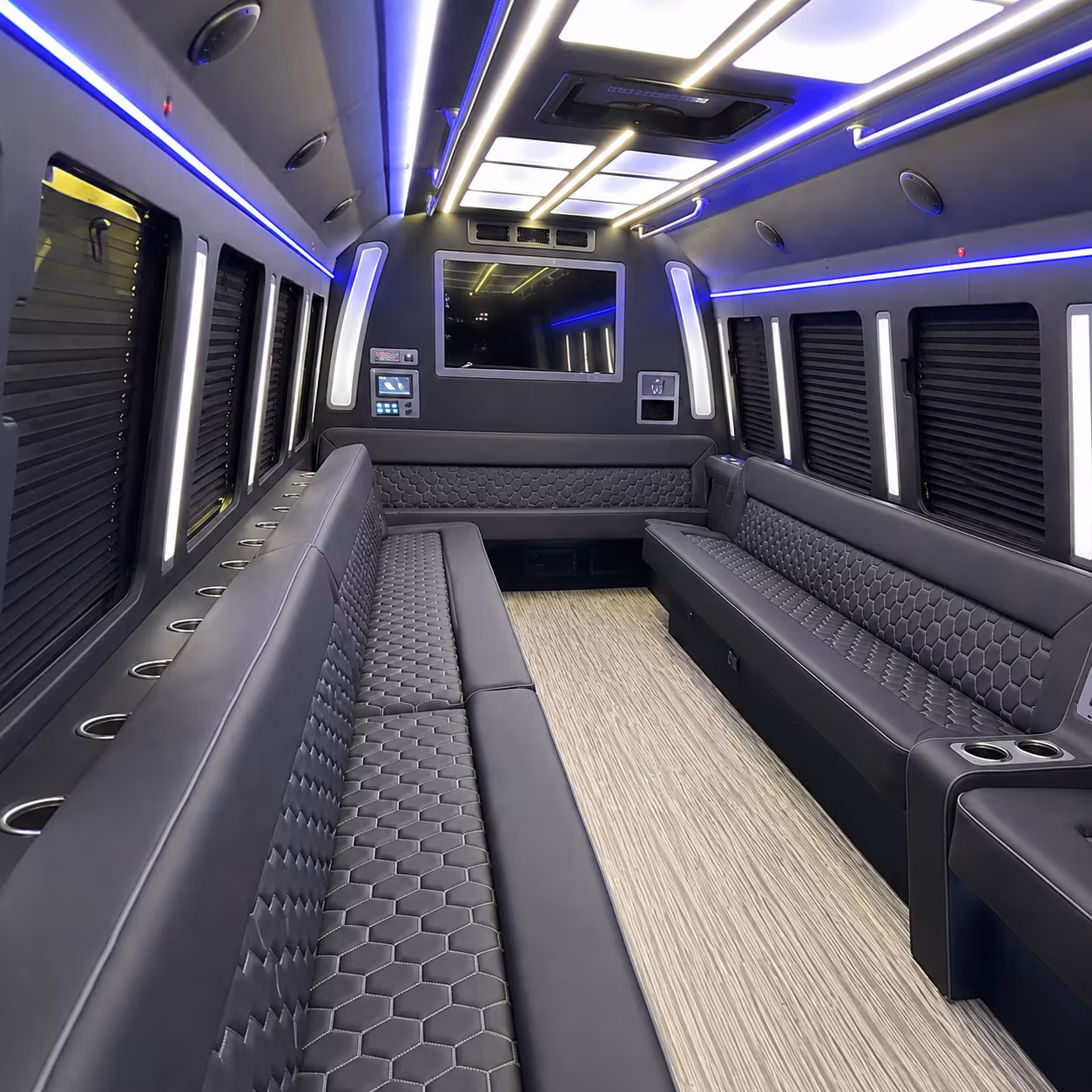 compton 40 passenger party bus inside