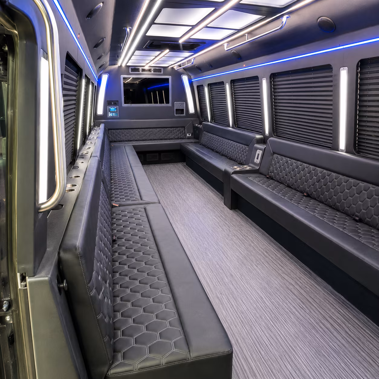 compton 40 passenger party bus interior
