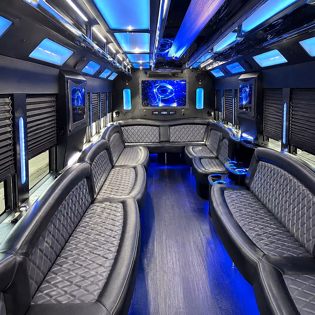 compton 50 passenger party bus interior